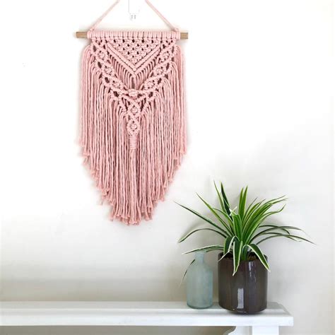 macrame wall hanging pink